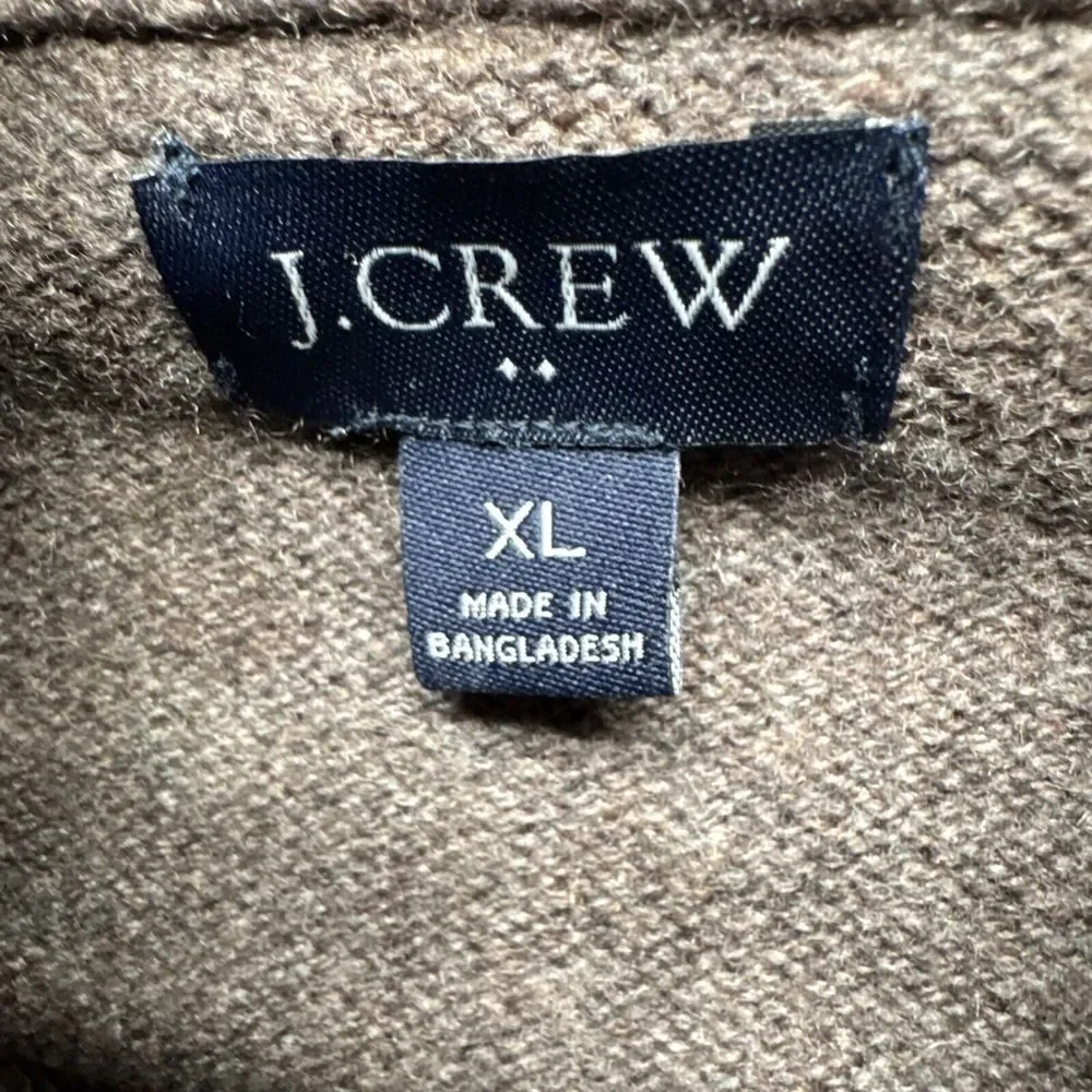 J Crew Sweater Mens XL Brown Shawl Collar lambswool Pullover‎ Hensley Knit